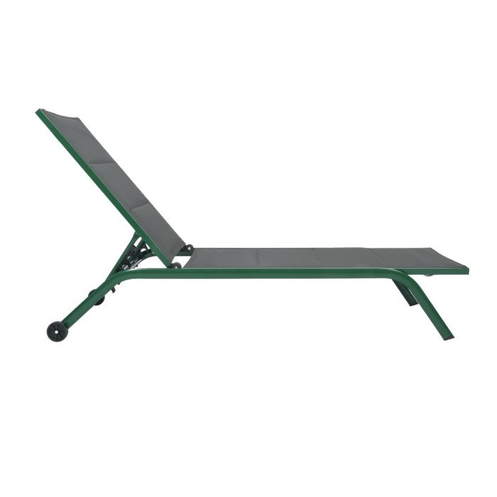 Lettino da giardino in alluminio con schienale reclinabile in 5 posizioni e ruote - Serenity