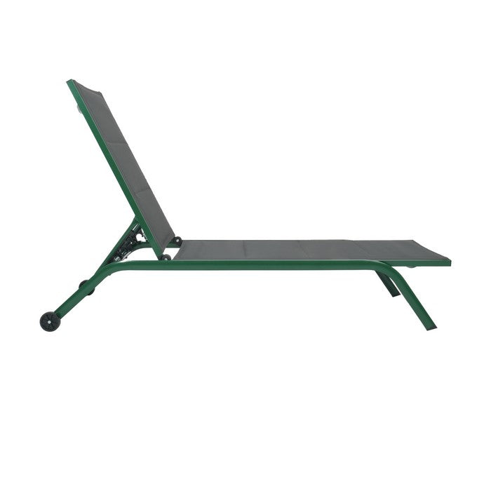 Lettino da giardino in alluminio con schienale reclinabile in 5 posizioni e ruote - Serenity