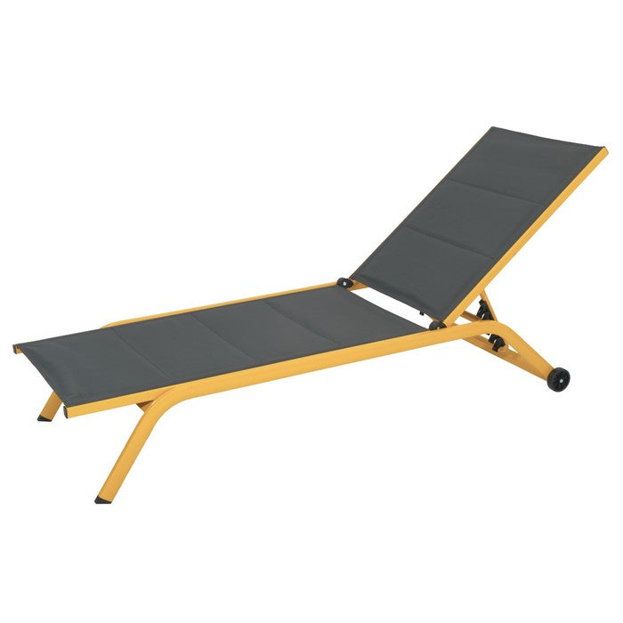Lettino da giardino in alluminio con schienale reclinabile in 5 posizioni e ruote - Serenity