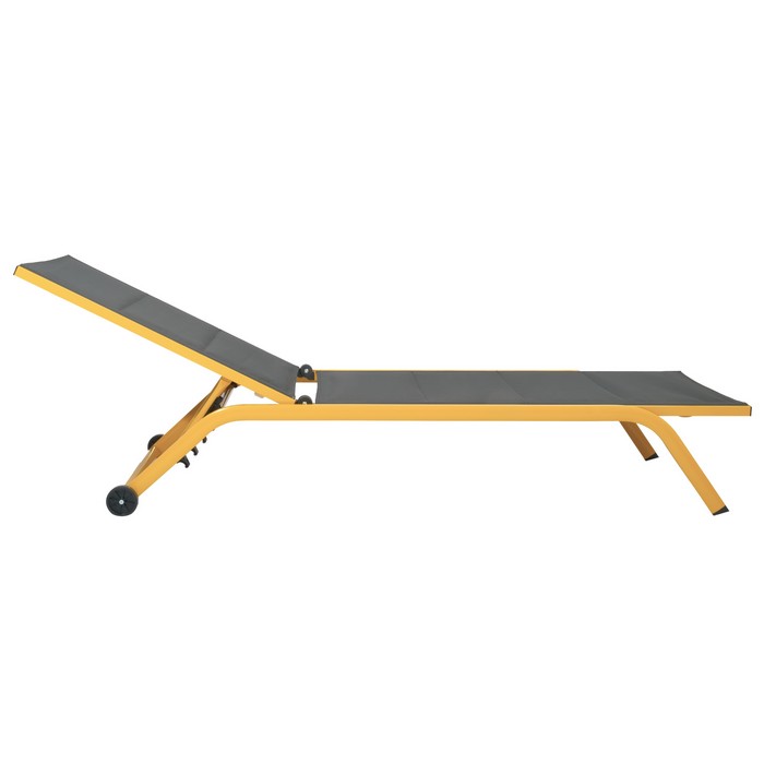 Lettino da giardino in alluminio con schienale reclinabile in 5 posizioni e ruote - Serenity