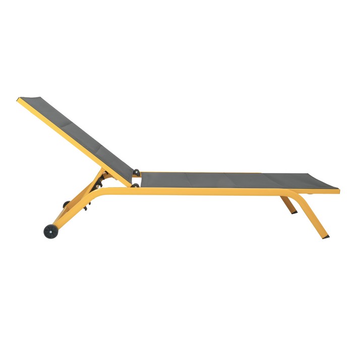 Lettino da giardino in alluminio con schienale reclinabile in 5 posizioni e ruote - Serenity