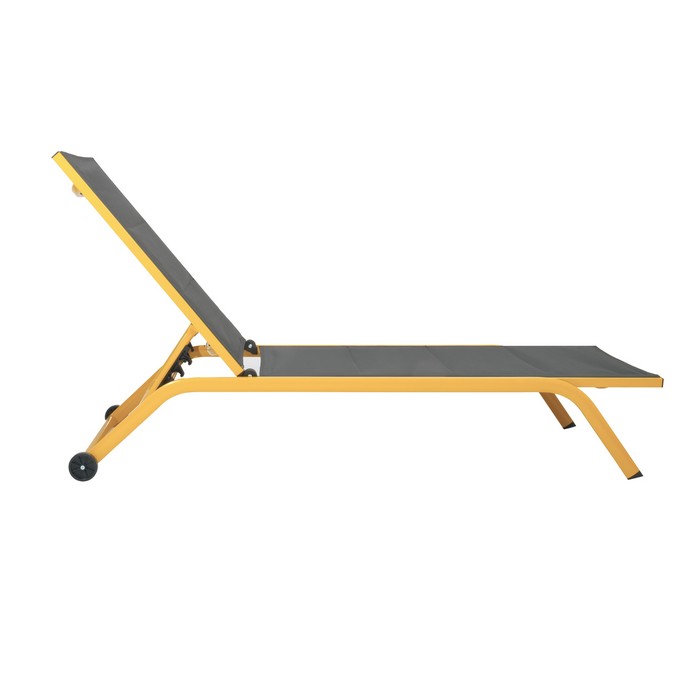 Lettino da giardino in alluminio con schienale reclinabile in 5 posizioni e ruote - Serenity