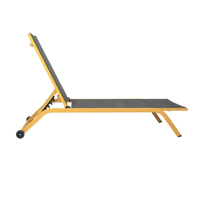 Lettino da giardino in alluminio con schienale reclinabile in 5 posizioni e ruote - Serenity