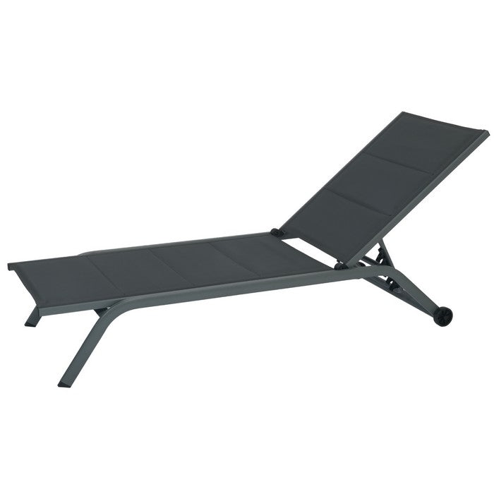 Lettino da giardino in alluminio con schienale reclinabile in 5 posizioni e ruote - Serenity
