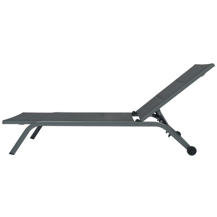 Lettino da giardino in alluminio con schienale reclinabile in 5 posizioni e ruote - Serenity