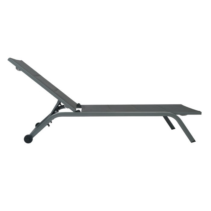 Lettino da giardino in alluminio con schienale reclinabile in 5 posizioni e ruote - Serenity