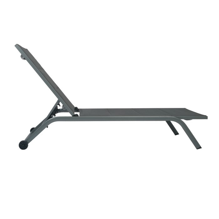 Lettino da giardino in alluminio con schienale reclinabile in 5 posizioni e ruote - Serenity