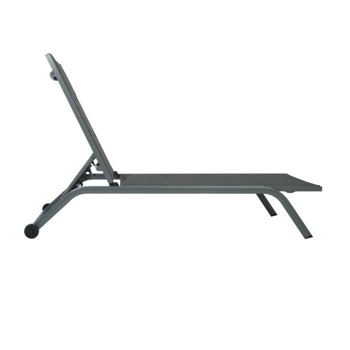 Lettino da giardino in alluminio con schienale reclinabile in 5 posizioni e ruote - Serenity