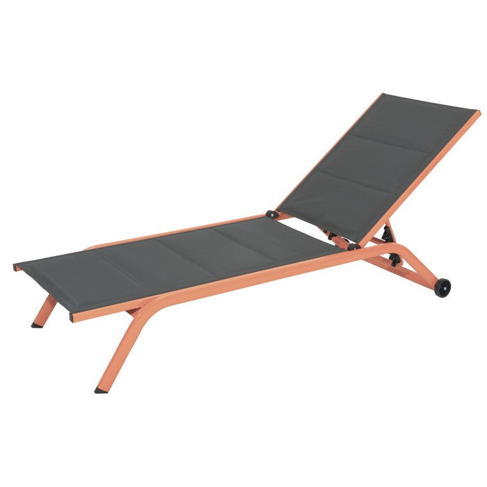 Lettino da giardino in alluminio con schienale reclinabile in 5 posizioni e ruote - Serenity