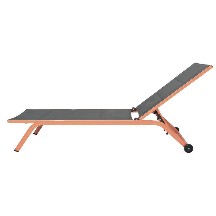 Lettino da giardino in alluminio con schienale reclinabile in 5 posizioni e ruote - Serenity