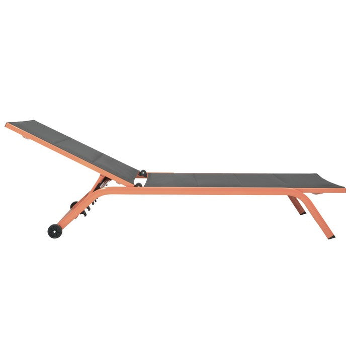 Lettino da giardino in alluminio con schienale reclinabile in 5 posizioni e ruote - Serenity