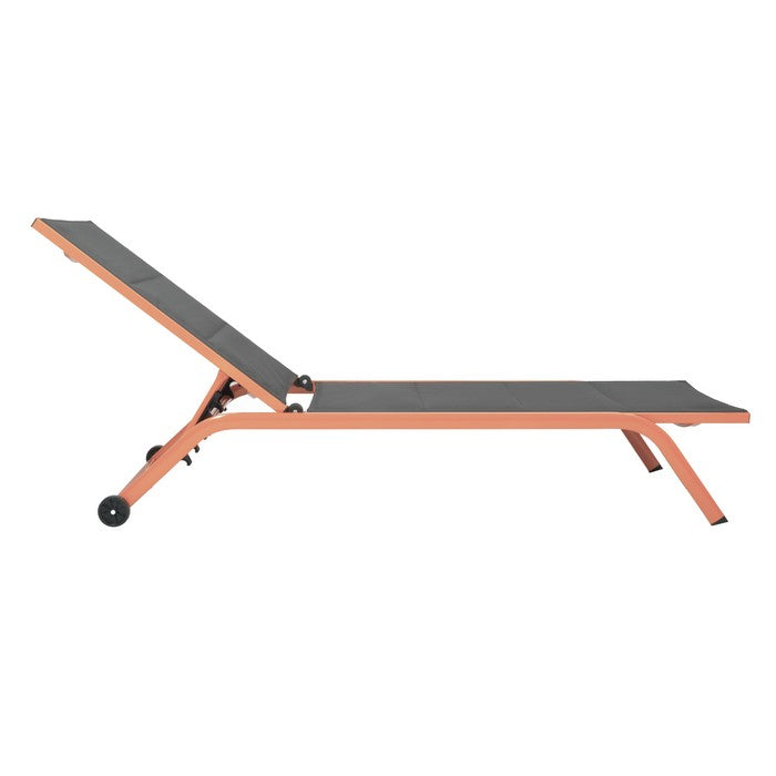 Lettino da giardino in alluminio con schienale reclinabile in 5 posizioni e ruote - Serenity