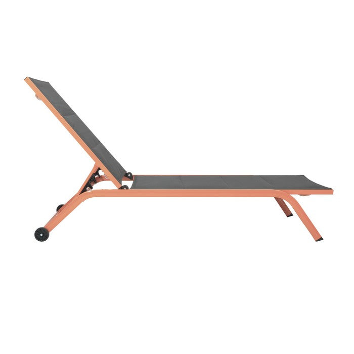 Lettino da giardino in alluminio con schienale reclinabile in 5 posizioni e ruote - Serenity