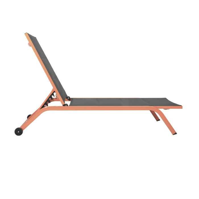 Lettino da giardino in alluminio con schienale reclinabile in 5 posizioni e ruote - Serenity