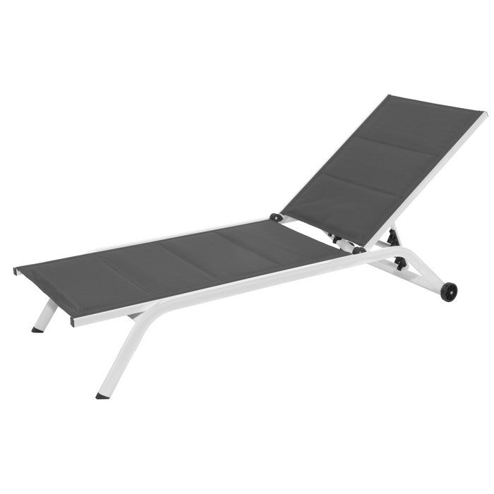 Lettino da giardino in alluminio con schienale reclinabile in 5 posizioni e ruote - Serenity