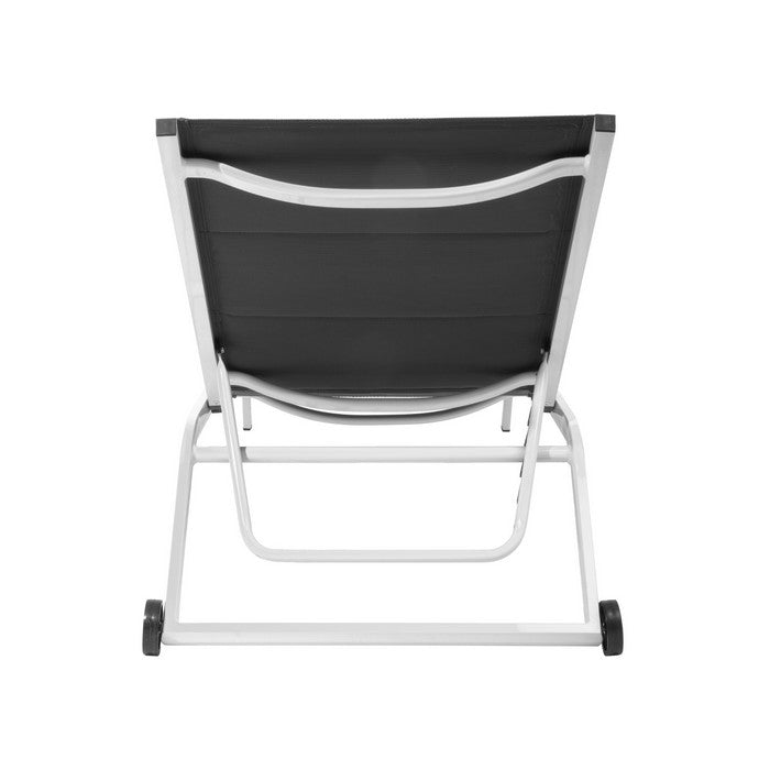 Lettino da giardino in alluminio con schienale reclinabile in 5 posizioni e ruote - Serenity