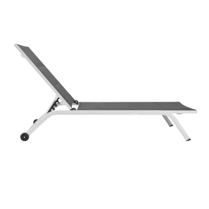 Lettino da giardino in alluminio con schienale reclinabile in 5 posizioni e ruote - Serenity