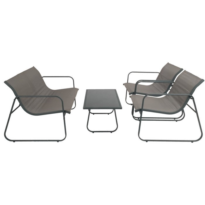 Salotto da giardino in metallo con divano, poltrone e tavolino - Eden