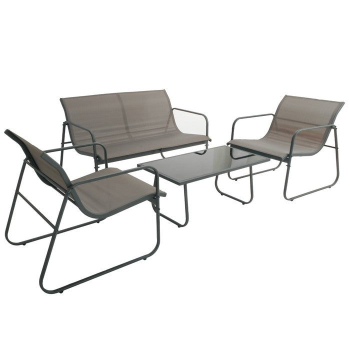 Salotto da giardino in metallo con divano, poltrone e tavolino - Eden