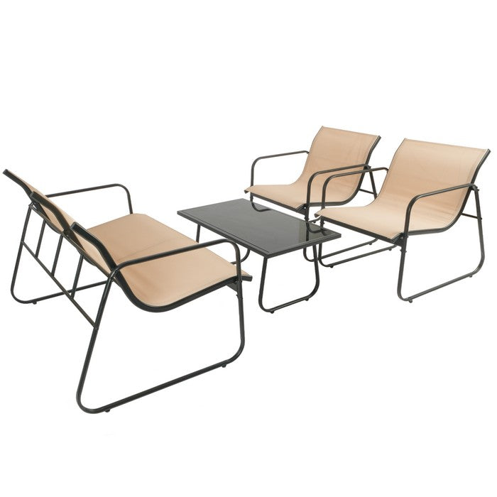 Salotto da giardino in metallo con divano, poltrone e tavolino - Eden