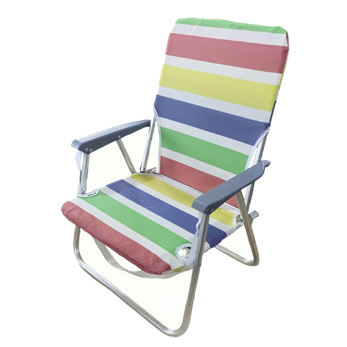 Sedia pieghevole in alluminio da spiaggia e campeggio con braccioli
