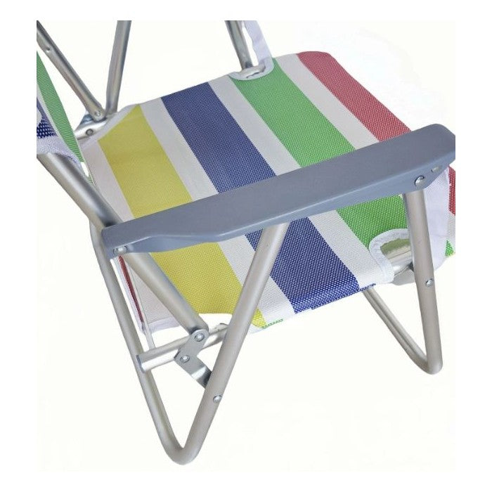 Sedia pieghevole in alluminio da spiaggia e campeggio con braccioli