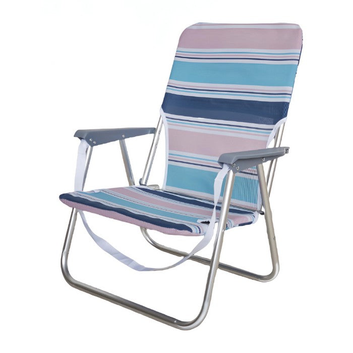 Sedia pieghevole in alluminio da spiaggia e campeggio con braccioli
