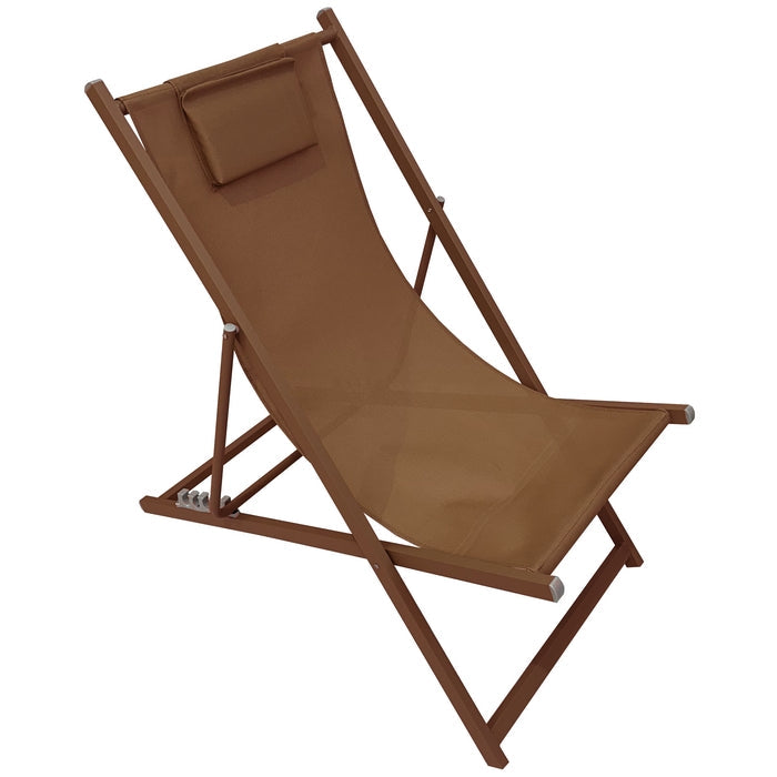 Sedia a sdraio da giardino in metallo e textilene con cuscino