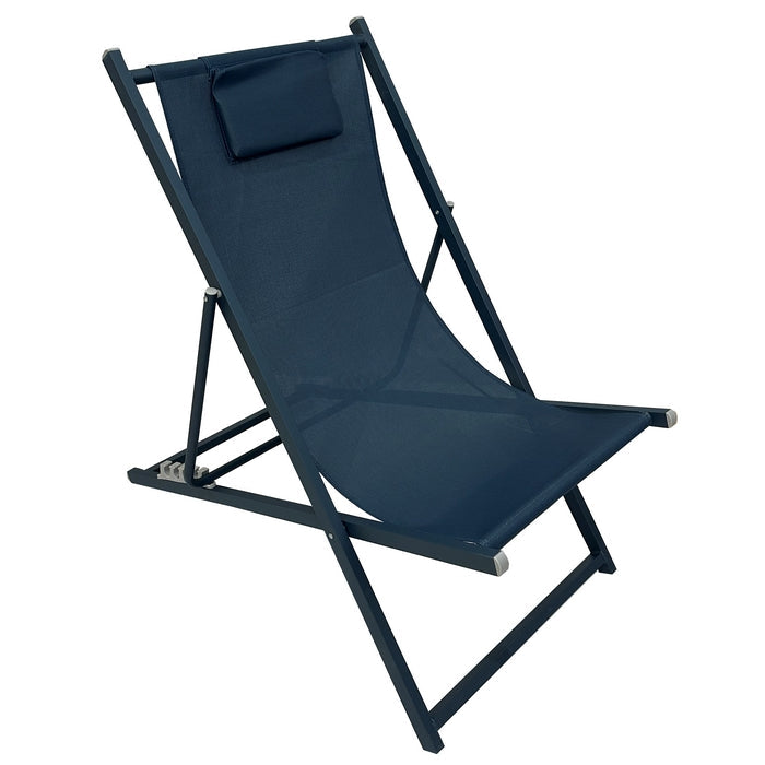 Sedia a sdraio da giardino in metallo e textilene con cuscino