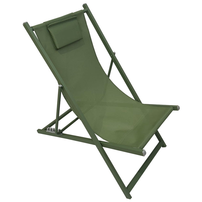 Sedia a sdraio da giardino in metallo e textilene con cuscino