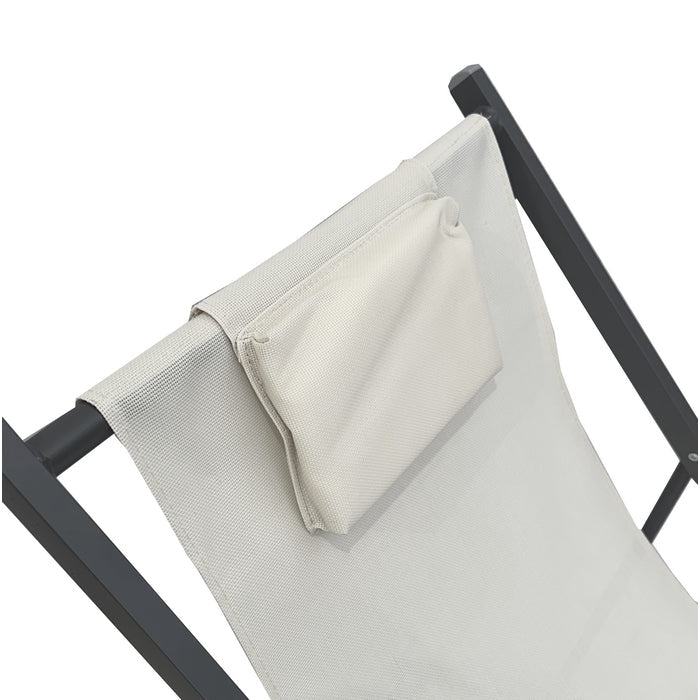 Sedia a sdraio da giardino in metallo e textilene con cuscino