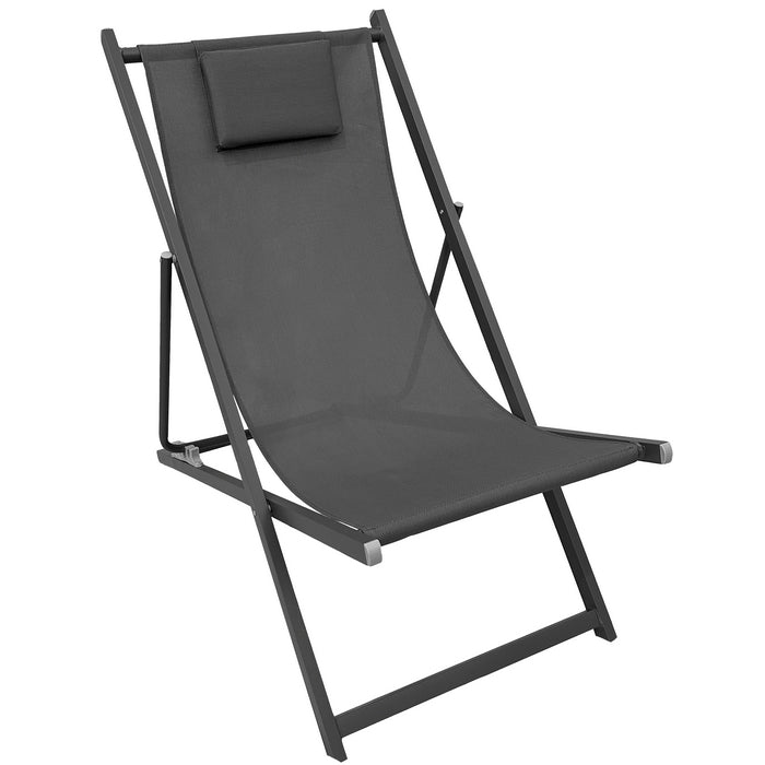 Sedia a sdraio da giardino in metallo e textilene con cuscino