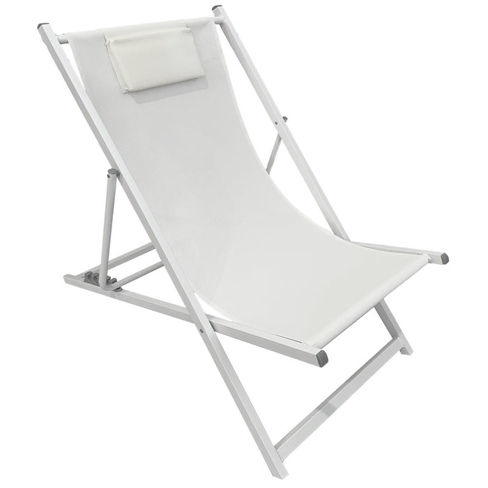 Sedia a sdraio da giardino in metallo e textilene con cuscino