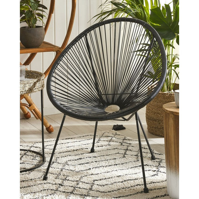 Poltrona relax tonda da giardino effetto rattan - Spaghetti