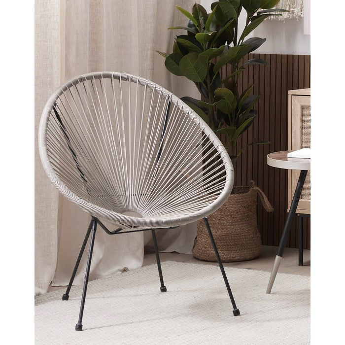 Poltrona relax tonda da giardino effetto rattan - Spaghetti