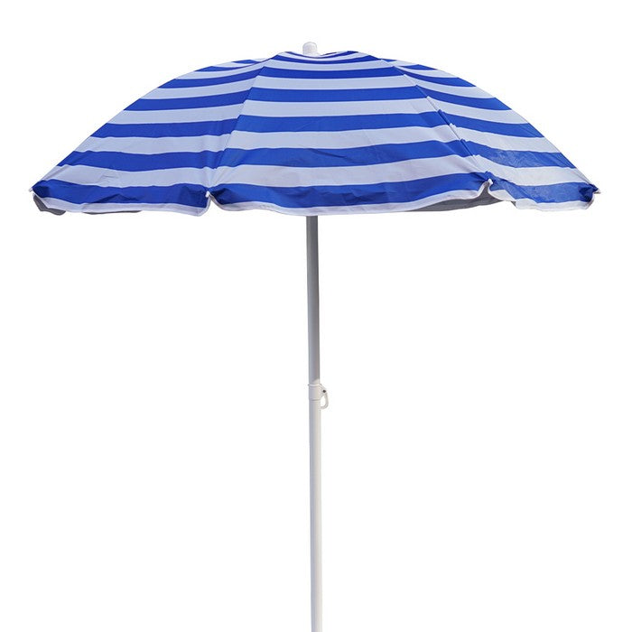 Ombrellone da spiaggia a righe bianche e blu 175 cm