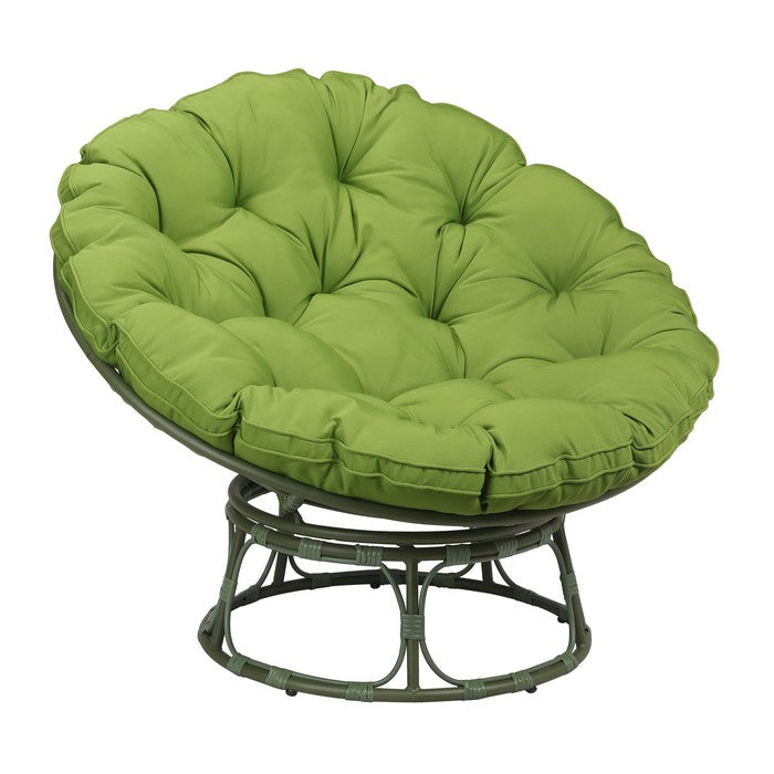 Poltrona relax rotonda da giardino con cuscino in metallo e vimini - Moon