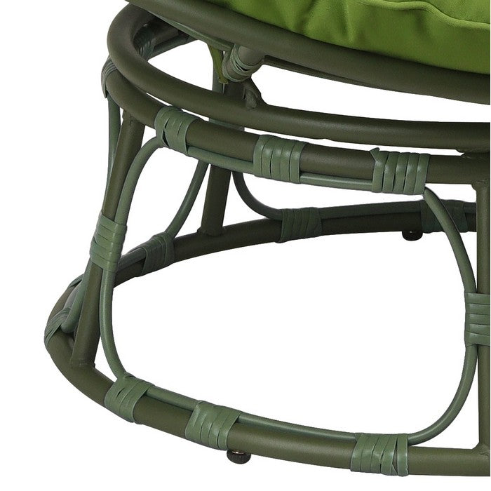 Poltrona relax rotonda da giardino con cuscino in metallo e vimini - Moon