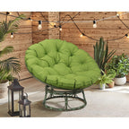 Poltrona relax rotonda da giardino con cuscino in metallo e vimini - Moon