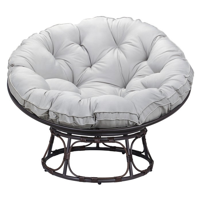 Poltrona relax rotonda da giardino con cuscino in metallo e vimini - Moon