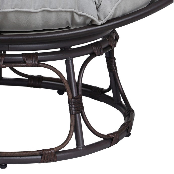 Poltrona relax rotonda da giardino con cuscino in metallo e vimini - Moon