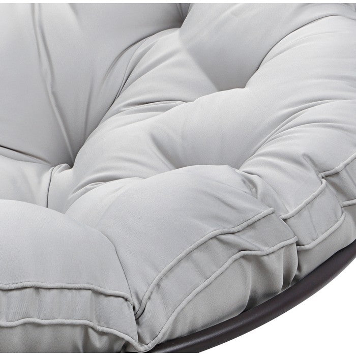 Poltrona relax rotonda da giardino con cuscino in metallo e vimini - Moon