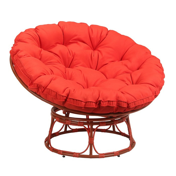 Poltrona relax rotonda da giardino con cuscino in metallo e vimini - Moon