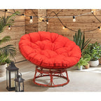 Poltrona relax rotonda da giardino con cuscino in metallo e vimini - Moon