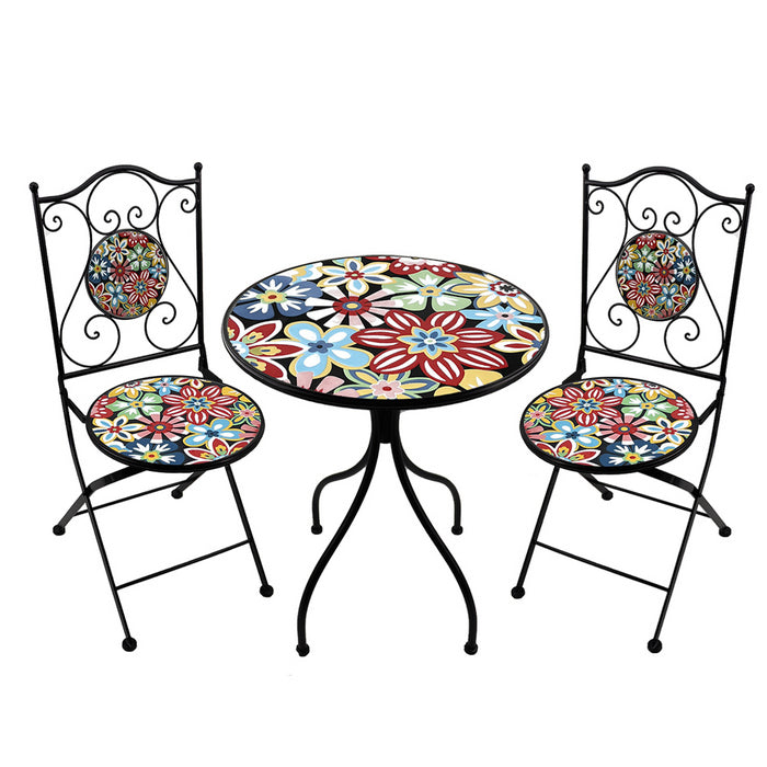 Set tavolo con sedie pieghevoli in metallo con mosaico - Sanremo