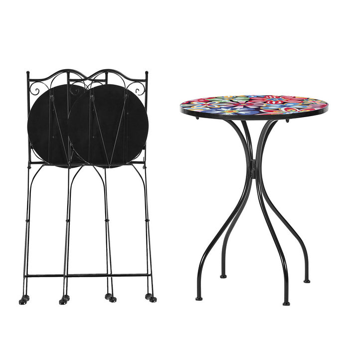 Set tavolo con sedie pieghevoli in metallo con mosaico - Sanremo