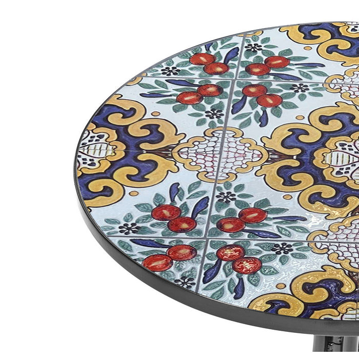 Set tavolo con sedie pieghevoli in metallo con mosaico - Caltagirone