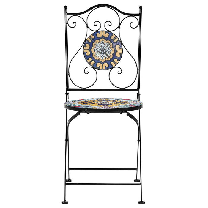 Set tavolo con sedie pieghevoli in metallo con mosaico - Caltagirone