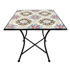 Tavolo quadrato da giardino in metallo con mosaico - Caltagirone