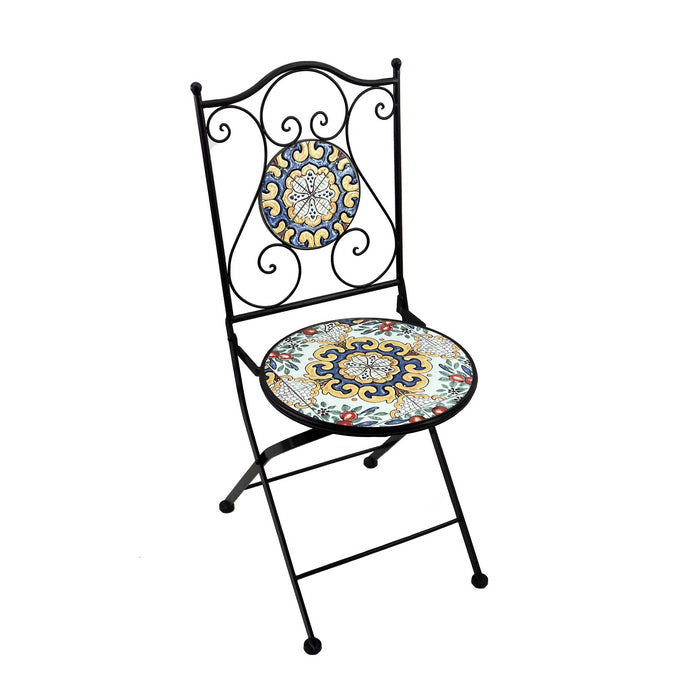 Sedia pieghevole in metallo con mosaico - Caltagirone
